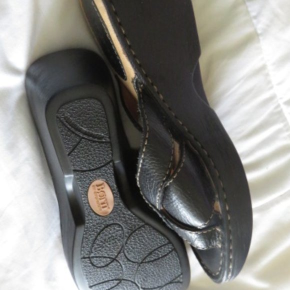 BORN SANDALS**NWOT** BLACK, SIZE 6/36.5, LEATHER UPPER & LININGS, STITCHING,HEEL - Picture 5 of 8